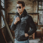 Men Motorcycle Removable Hood winter Jacket