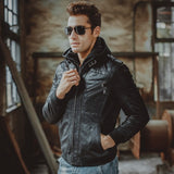 Men Motorcycle Removable Hood winter Jacket