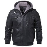 Men Motorcycle Removable Hood winter Jacket